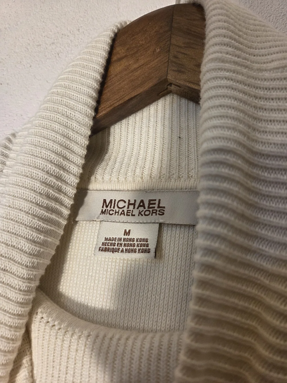 Vintage Michael Kors Y2K Logo Tape Turtleneck Sweater Ivory Knit M